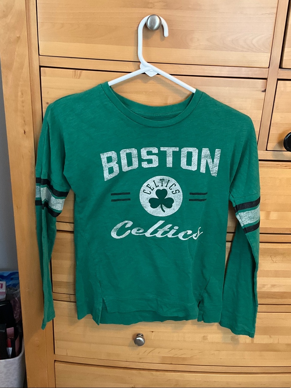 Celtics green long sleeve shirt.
